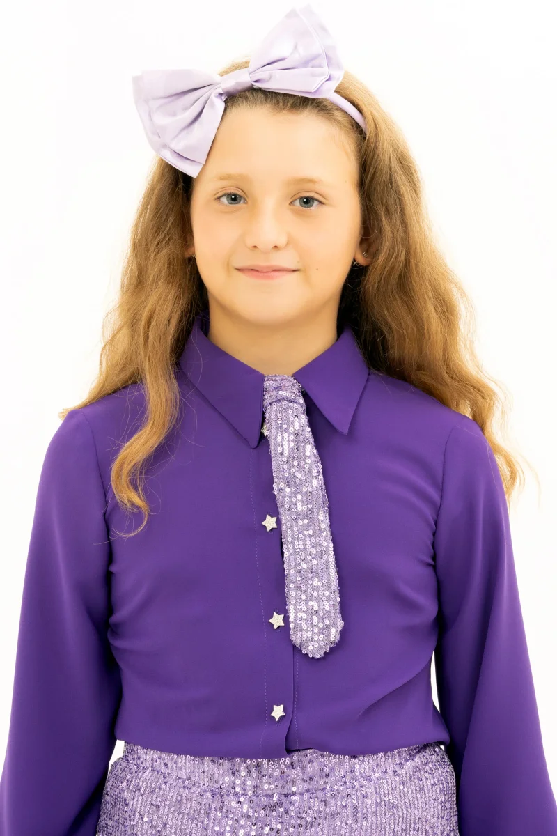 Camicia gioiello viola bambina - immagine 4
