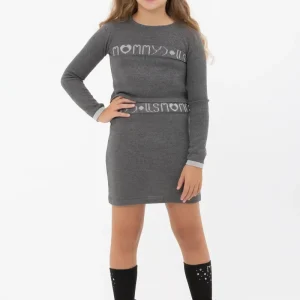 Completo merino bicolor grigio bambina