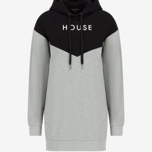 ARMANI EXCHANGE Felpa bicolore con cappuccio, scritta e patch applicato