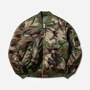 Alpha Industries MA-1 Base Flight Bomber Jacket Woodland Camo