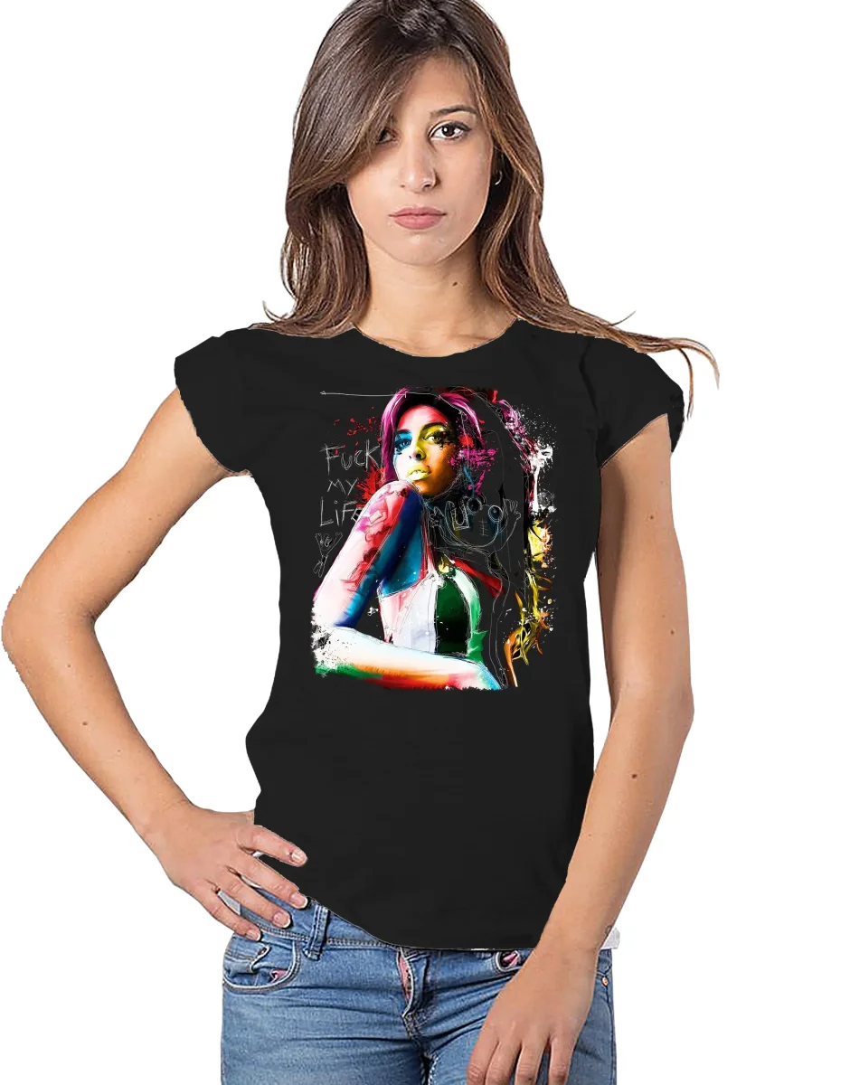 T-shirt Amy Winehouse Donna Bio - The Legend Made in Italy