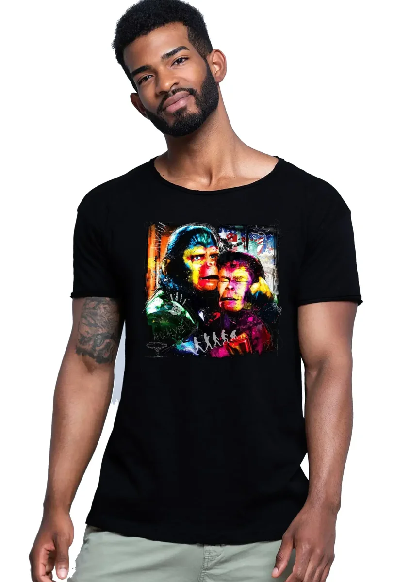 Apocalyps Pianeta delle Scimmie Color Stilizzato Film 18-20-33 T-shirt Urban Slub Men Uomo 100% Cotone Fiammato JK - immagine 2