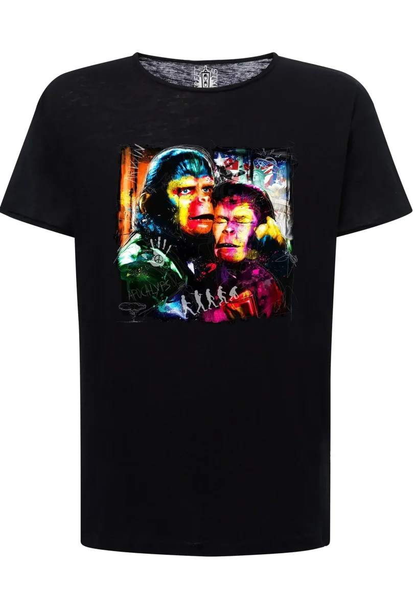 Apocalyps Pianeta delle Scimmie Color Stilizzato Film 18-20-33 T-shirt Urban Slub Men Uomo 100% Cotone Fiammato JK - immagine 3