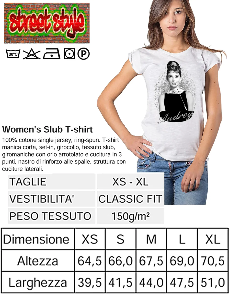 T-shirt Audrey Hepburn Donna - Cotone 100% Bio - immagine 4