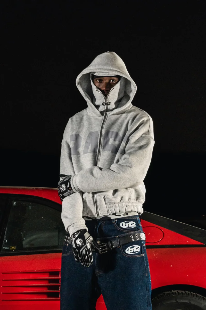 Basedodic Balaclava Hoodie Grey Full Zip - immagine 2