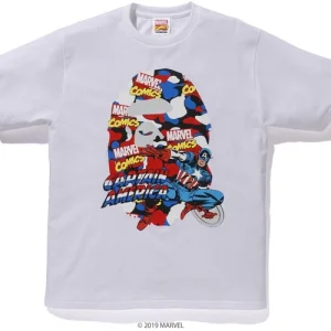 BAPE x Marvel Camo America Tee White