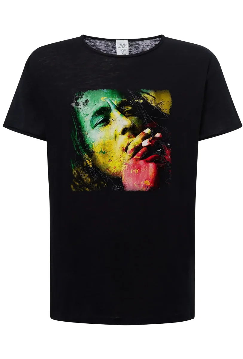 Bob Marley Stilizzato Color Cantante Soggetto 18-20-34 T-shirt Urban Slub Men Uomo 100% Cotone Fiammato BS - immagine 3