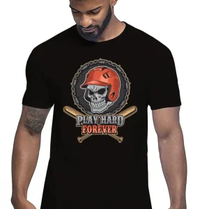 Baseball Skull Motor Tattoo 9052 T-shirt Urban Men Uomo 100% Cotone Pettinato JK