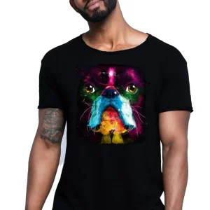 Bully Dog Color Stilizzato 18-20-31 T-shirt Urban Slub Men Uomo 100% Cotone Fiammato JK