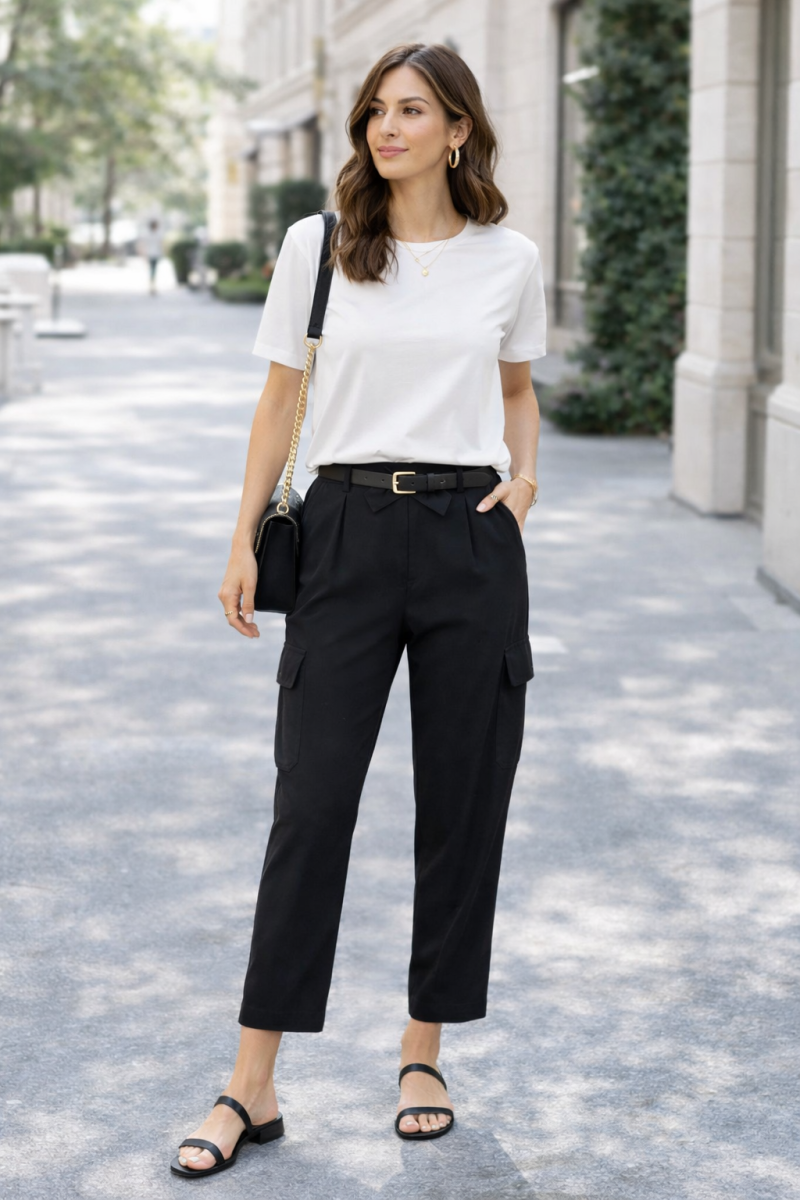 Pantalone nero con la tasche e tasconi Gabi 5