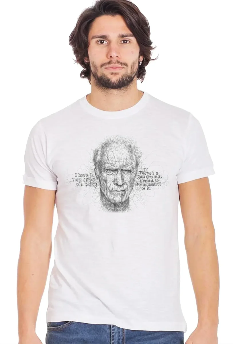 T-shirt Clint Eastwood Stilizzata - Urban Slub Uomo