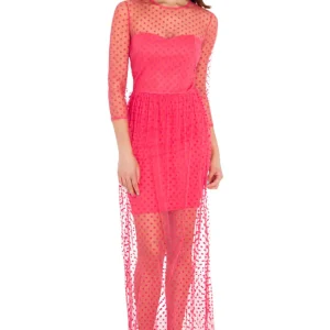 Abito Maxi con Pois e Sottoveste Stile Ellie Goulding di City Goddess – Blu Elettrico