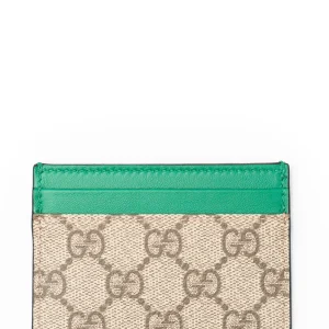 Gucci Portacarte GG con finiture in pelle e motivo all-over Green