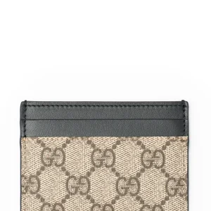 Gucci Portacarte GG con finiture in pelle e motivo all-over beige