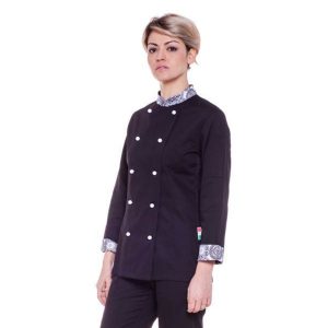 Giacca cuoca trama su polsini e collo