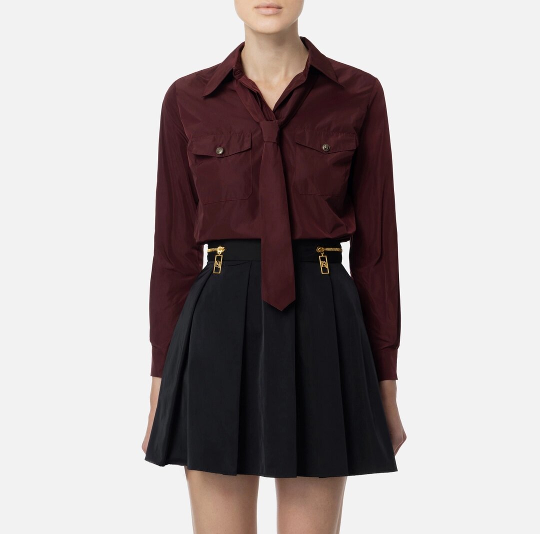 ELISABETTA FRANCHI Camicia dritta in nylon tecnico con cravatta