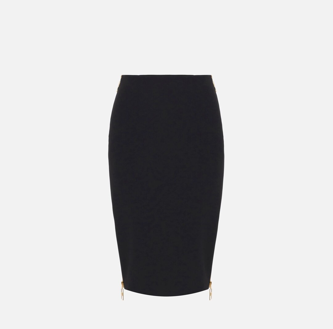 ELISABETTA FRANCHI Gonna midi in crêpe con zip - immagine 3