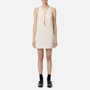 ELISABETTA FRANCHI Miniabito boxy in crêpe con collana