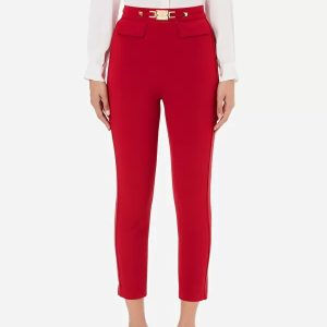 ELISABETTA FRANCHI Pantalone dritto con fascia in vita con morsetto