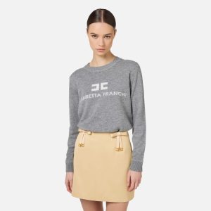 ELISABETTA FRANCHI Pullover in misto cashmere con logo