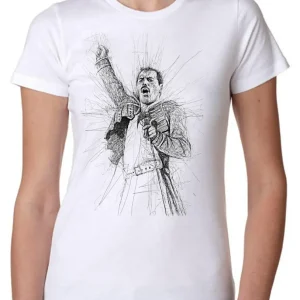 T-Shirt Freddy Mercury Stilizzato - Donna Cotone Pettinato 155g