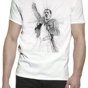 Freddy Mercury Color Artistico Stilizzato 18-58 T-shirt Urban Slub Men Uomo 100% Cotone Fiammato JK