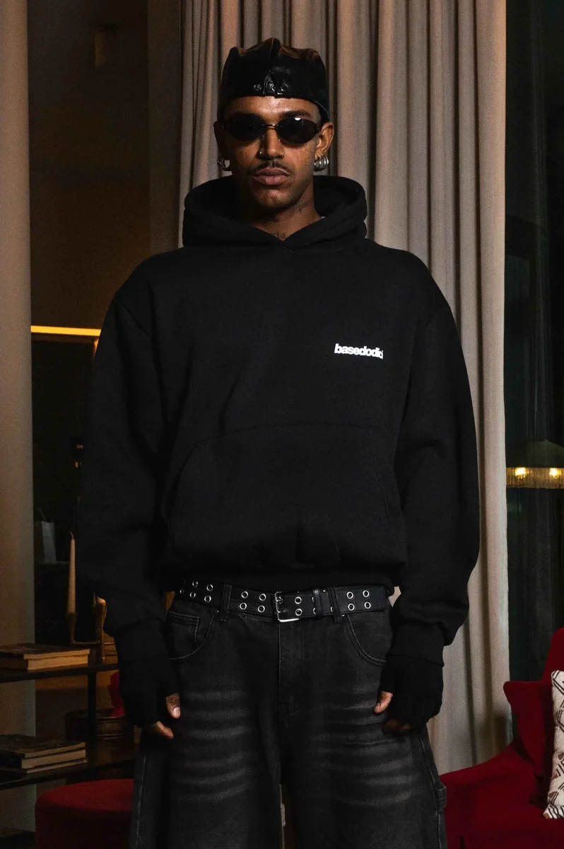 Basedodici "WORLD TOUR" Young Italian Rich Strass Hoodie Black - immagine 5