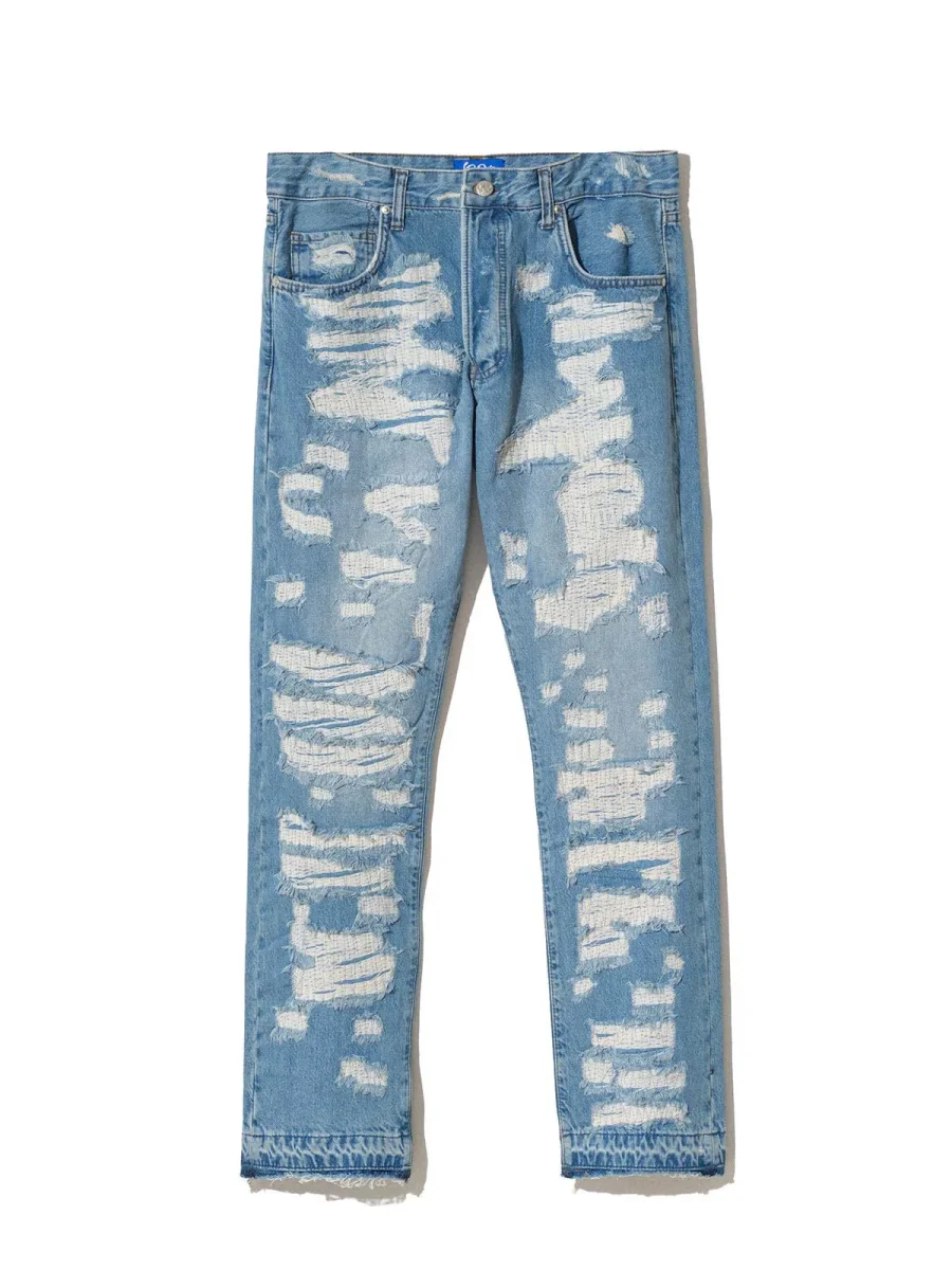 0275 Denim Ripped Light Blue - immagine 2