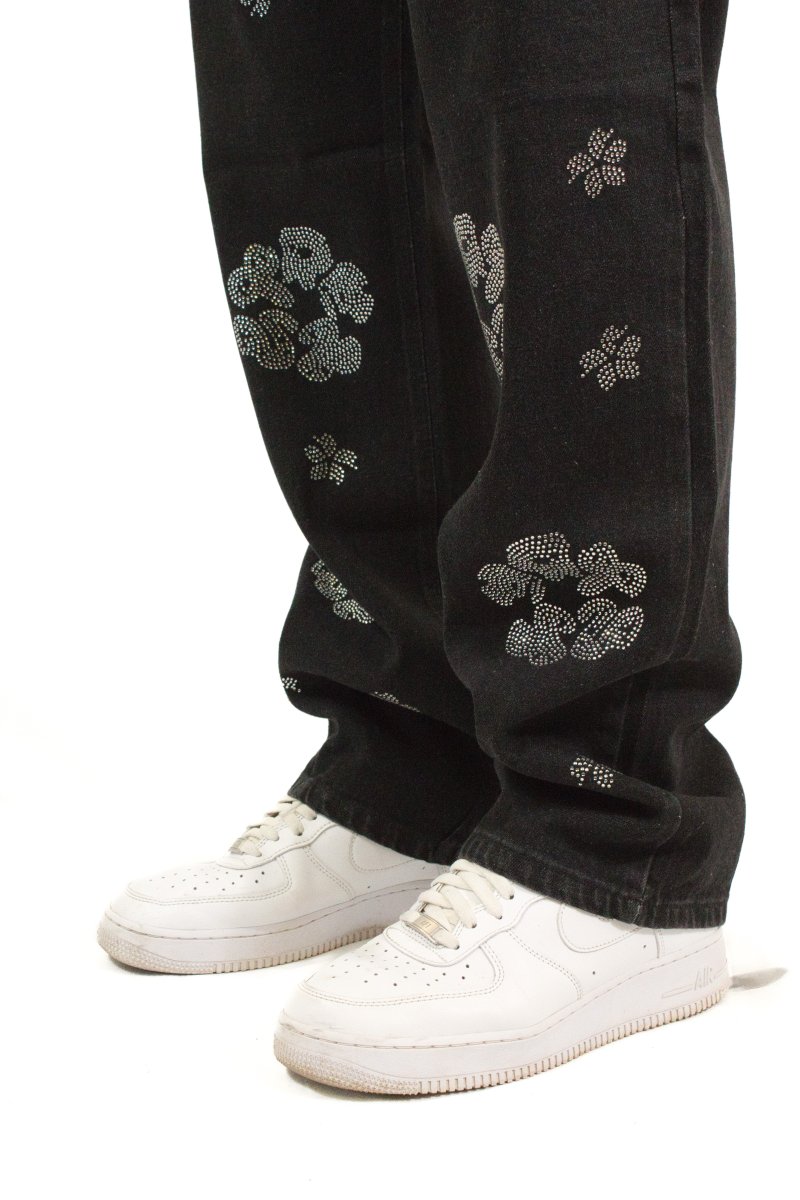Jeans Strass Flower Black Regular - immagine 3