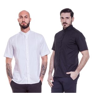 Camicia uomo collo coreano manica corta