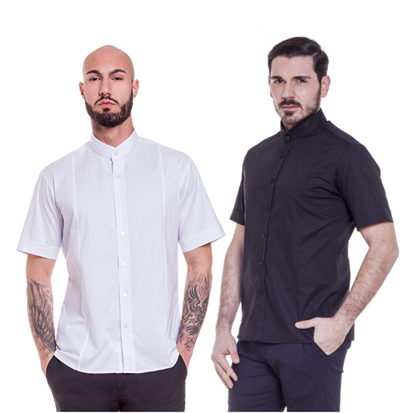 Camicia uomo collo coreano manica corta - immagine 2