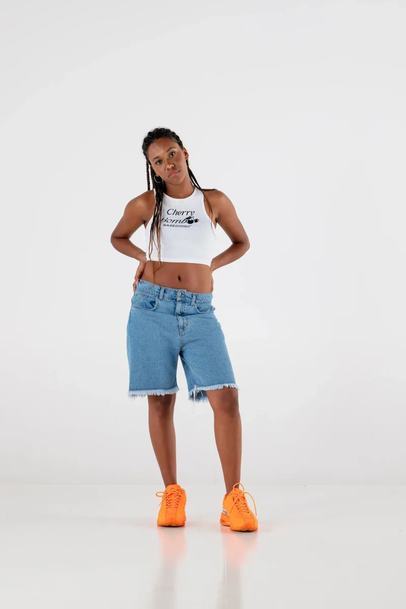 Basedodici Crop Top “FORSUMMER” Cherry White - immagine 3