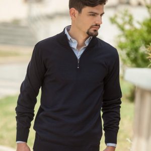 Maglione mezza zip in Lana uomo