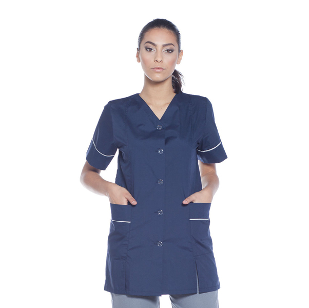 Camice donna corto blu e grigio - immagine 3