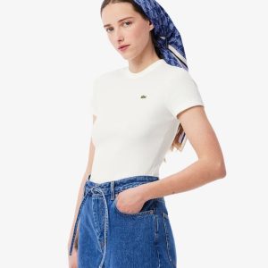 LACOSTE T-shirt in cotone a costine