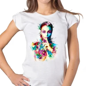 T-shirt Papillons Stilizzato Donna — Cotone Bio