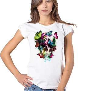 T-shirt Donna Skull Les couleurs de l'âme - Cotone Bio