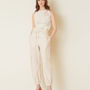 MANILA GRACE Pantaloni cargo in popeline