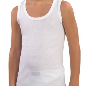 CANOTTA SPALLA LARGA BAMBINO 100% PURO COTONE COSTINA 1/1