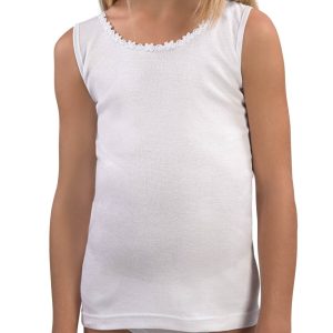 CANOTTA SPALLA LARGA BAMBINA CATENA MACRAMÈ COSTINA 1/1  100% PURO COTONE