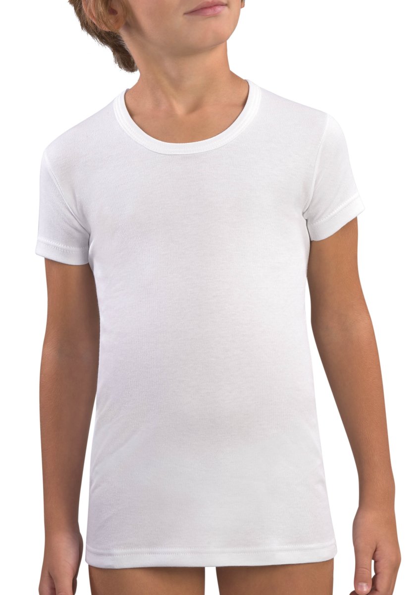 MAGLIA MEZZA MANICA BAMBINO GIROCOLLO 100% COTONE CALDO INTERLOCK - immagine 2