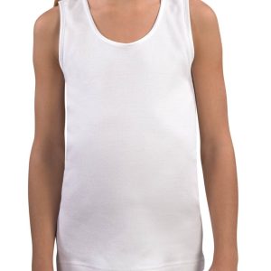 CANOTTA SPALLA LARGA BAMBINA GIROCOLLO BORDO RASO 100% COTONE CALDO INTERLOCK