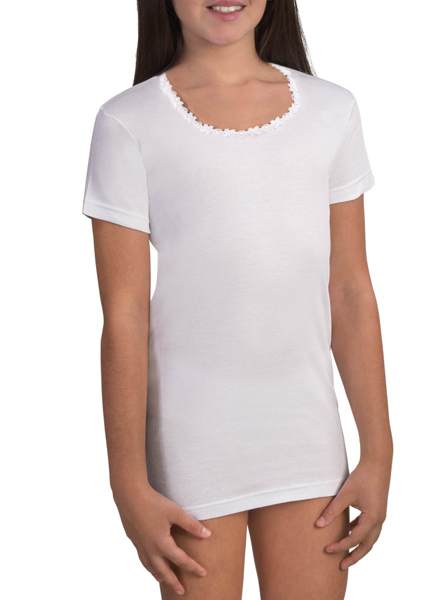 MAGLIA MEZZA MANICA RAGAZZA CATENA MACRAMÈ 100% COTONE CALDO INTERLOCK - immagine 2