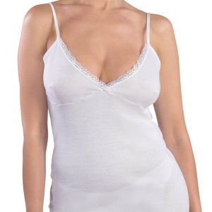 CANOTTA SPALLA STRETTA DONNA FORMA SENO 100% PURO COTONE COSTINA 1/1