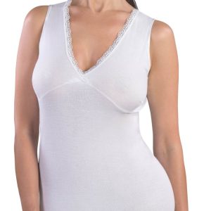 CANOTTA SPALLA LARGA DONNA FORMA SENO 100% PURO COTONE COSTINA 1/1