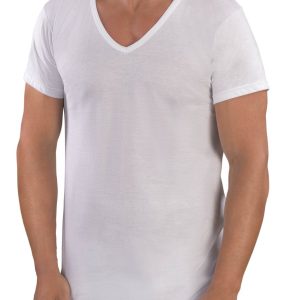 MAGLIA MEZZA MANICA UOMO COLLO A PUNTA 100% PURO COTONE JERSEY