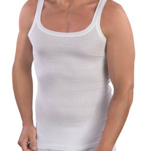 CANOTTA SPALLA STRETTA UOMO 100% COTONE COSTINA 2/1