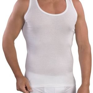 CANOTTA SPALLA LARGA UOMO 100% COTONE COSTINA 1/1