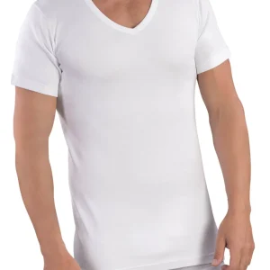 MAGLIA MEZZA MANICA UOMO COLLO A PUNTA 100% COTONE CALDO INTERLOCK