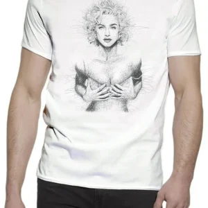 Madonna The Legend Stilizzato Soggetto Cantante 18-30 T-shirt Urban Slub Men Uomo 100% Cotone Fiammato JK
